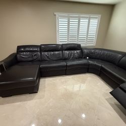 Lather Sectional Full Recliner Sofa