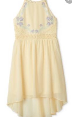 NWT Girls BCX Girl Maxi Sleeveless Dress yellow flower Print teens SZ 12