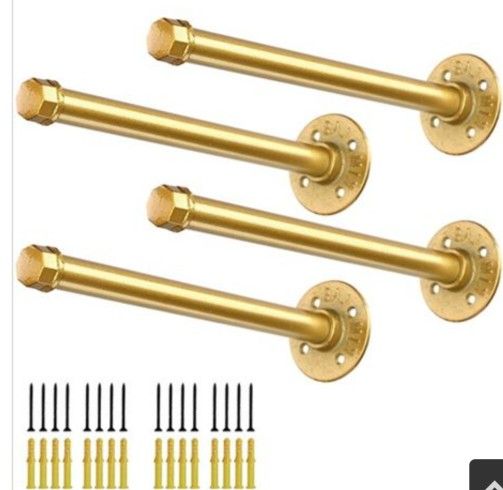 GOLD PIPE SHELF BRACKETS