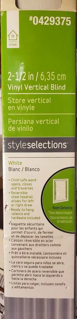 Style Selections 2.5-in Cordless White Vinyl Room Darkening Vertical Blinds