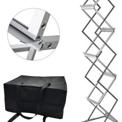 Polmart 6-Tier Brochure Display Stand Heavy Literature Magazine Display Rack with Adjustable Pockets. Portable Collapsible Design with Carry Bag for T