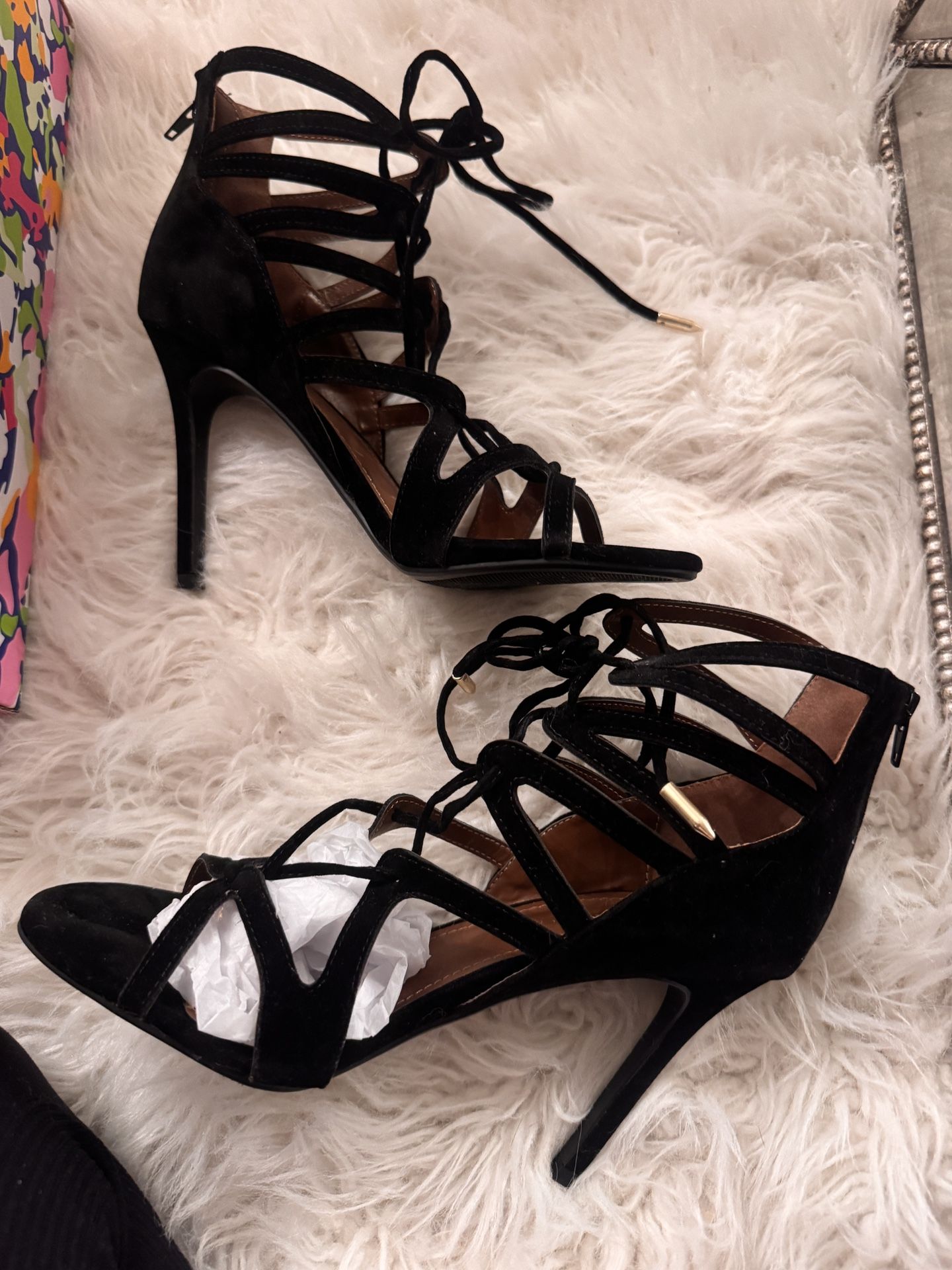 Black Strappy Heels Size 9
