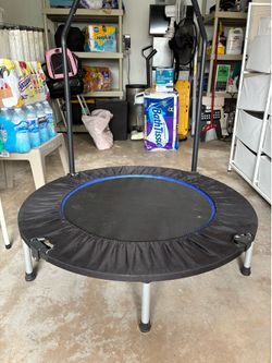 Like New Mini Fitness Trampoline with Adjustable Stability Bar – Barely Used!