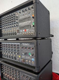 Peavey XR 684F 400W stereo powered mixer, and two identical Peavey MP 600 200W powered mixers