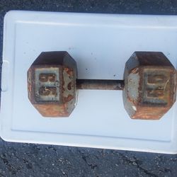 65 pounds single cast iron hex dumbell