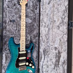 Brand New Fender Limited Edition Elite Strat QMT HSS Aqua Marine w OHSC
