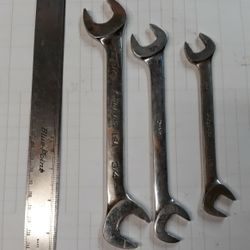 Snap-on Angled Open End Wrench Lot 3pc.