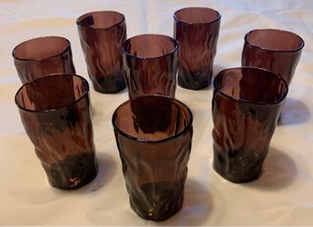 8 Vintage Purple Amethyst Seneca “Driftwood” Juice Glasses/Tumblers (1960’s)