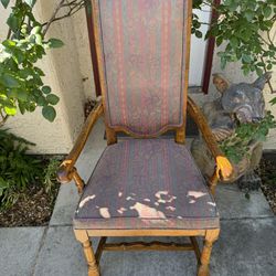 Drexel Floral Upholstered Captains Wood Chair 