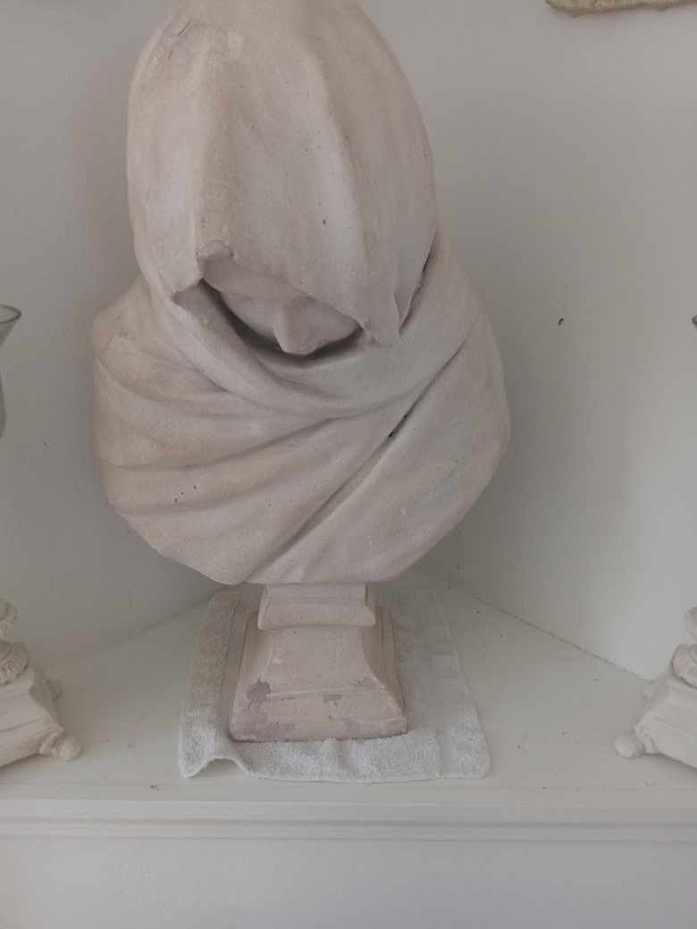 Vintage Stucco Statue Lady With Veil