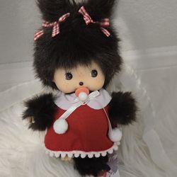 Monchhichi baby girl holiday dress cute size 15cm gift plush toy 