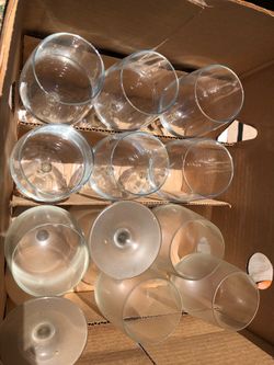 Box of unused wine glasses