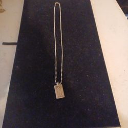 Sterling Silver Necklace with Sterling Silver Charm with Threes Diamonds 