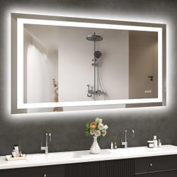 48 x 32 Inch LED Bathroom Mirror with Anti-Fog Lights, Dimmable, Backlit and Front-Lit