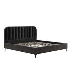 King Size Upholstered Platform Bed Frame