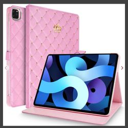 iPad Air 4  10.9 Inch Or iPad Pro 11 Inch Case 2018 & 2020 Model. Topwin Crown Design  Bling Diamond Pink Smart Leather Case.
