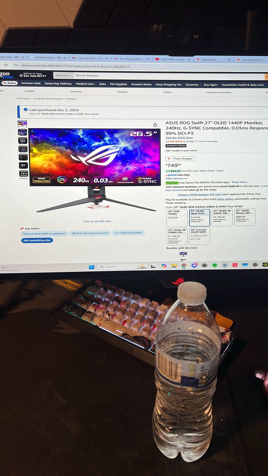 ASUS ROG Swift 27” OLED 1440P