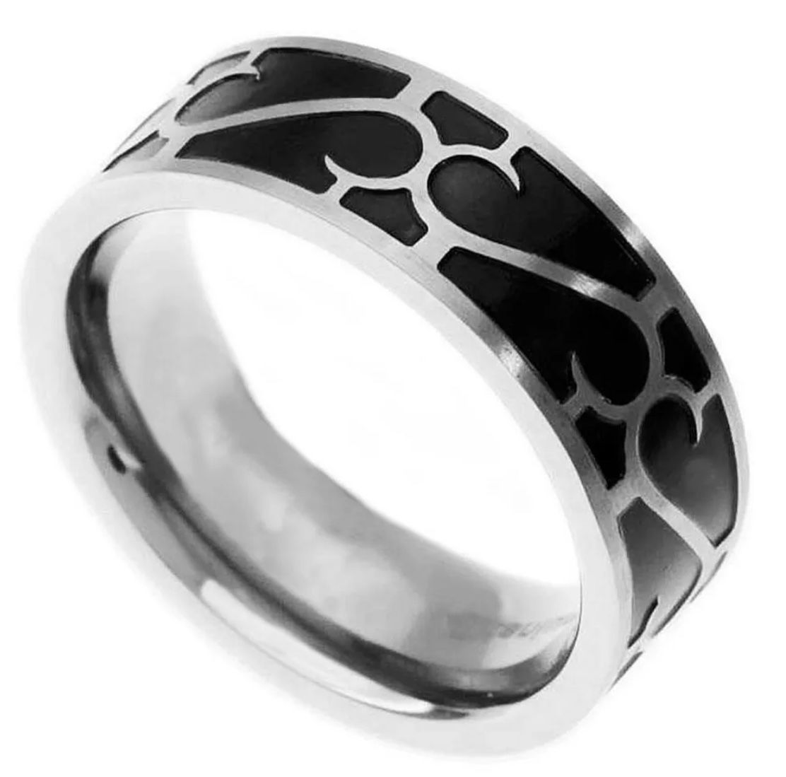 Titanium Ring 8mm New Black Inlay Men's Ring Jewelry Titanium Wedding Band size 9-13