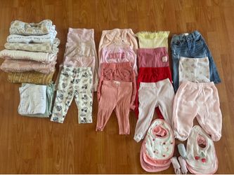 70-Piece Baby Girl Clothing Bundle 3-9 Months | Dresses, Swaddles, Sweaters & More