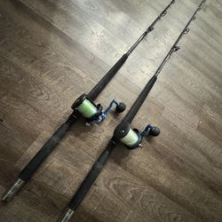 Pair Of Daiwa Saltist Trolling Combos Two Speed Reels. 