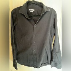 Zara Long Sleeve Black Button Down Shirt Medium