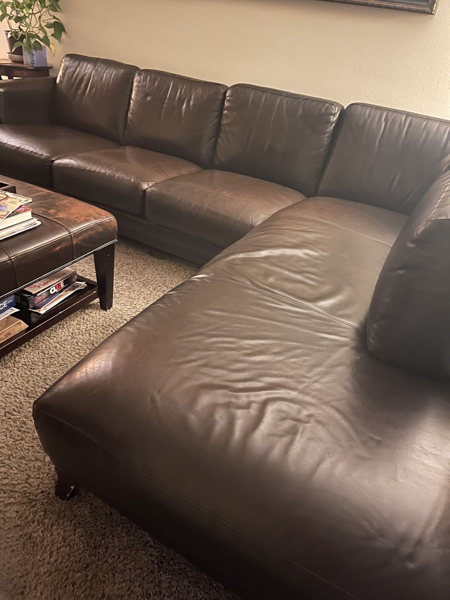 Leather Sofa Brown L Shape