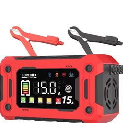 12V Battery Charger 15Amp, Support 1A,6A,10A,0-15A Fast Car Battery Charger, Automobile 12 Volt Trickle Charger,Battery Maintainer with Temperature Co