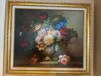 Vintage Oil On Canvas Painting Wall Decor