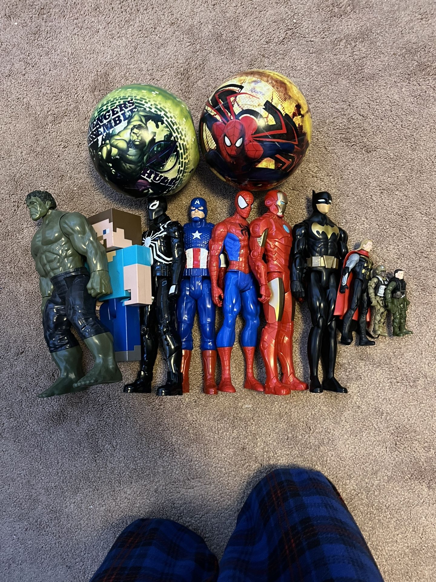 Collectible Action Figures + Balls Lot - Marvel, DC, Minecraft, and More!