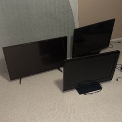 LG 40” Tv, Toshiba 28”, Samsung 40” All Black TVS 