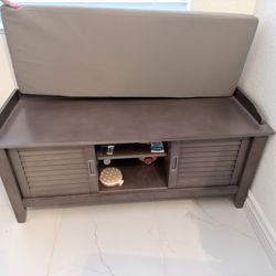 Bench With Sliding Door And Cushion