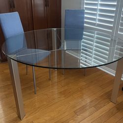 Glass Circle Table with 6 Chair Dining Set