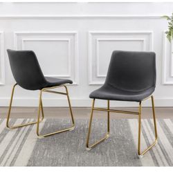 Contemporary Scoop Style Dark Grey Chair Set