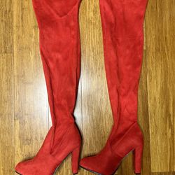 Red Over The Knee Boots
