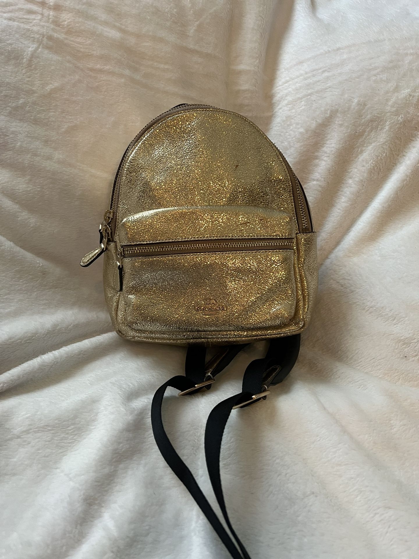 Metallic Gold Coach Mini Charlie Backpack