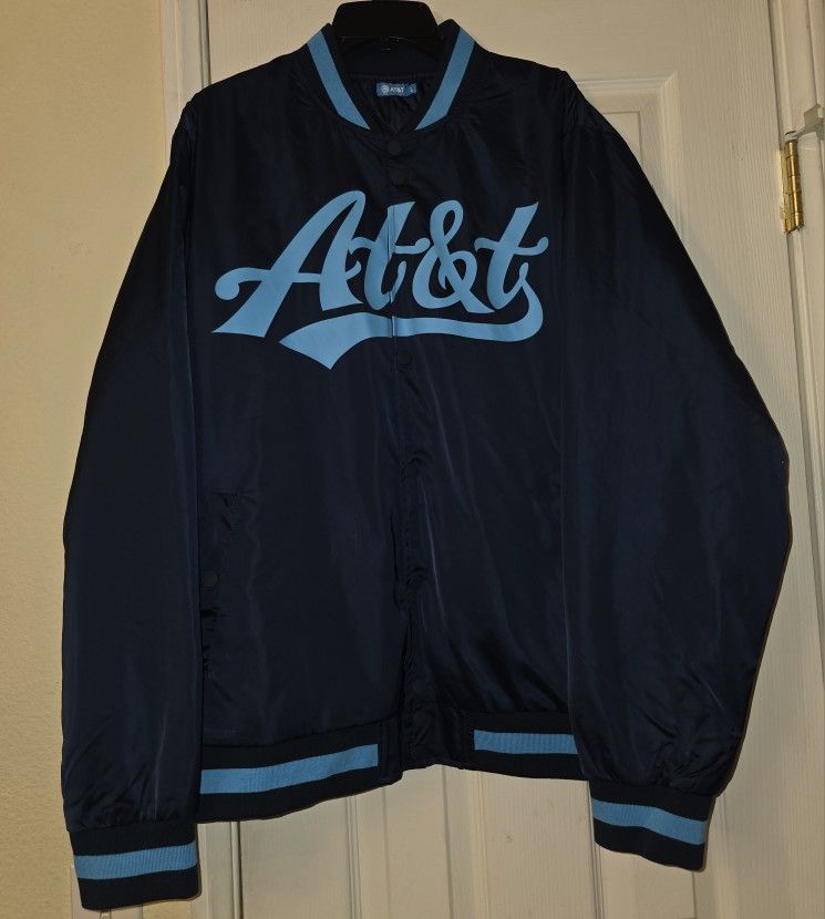 AT&T Bomber Jacket Men Size L Blue