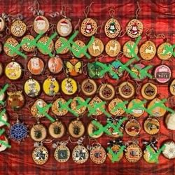 Custom Made Christmas Ornaments on Wood Branch Discs—Great for gifts, exchanges, etc! $5 EACH