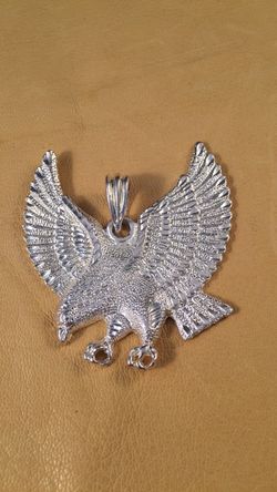 Silver plated diamond etched eagle Pendant
