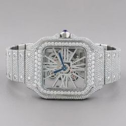 VVS Moissanite Full Bustdown Skeleton Watch (Passes Tester)