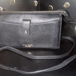 Kate Spade black pebble leather crossbody small women's handbag