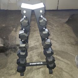 Inspire dumbbell set with storage rack!! 