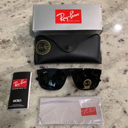 (NEW) Ray-Ban Sunglasses Wayfarer Classic Matte Black Frame w/Case