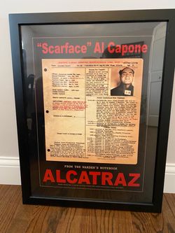 Al Capone framed "Alcatraz wrap sheet mug shot"