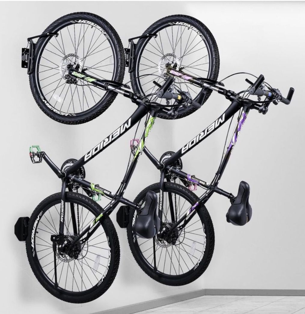Swivel Bike Wall Mount 2 Pack, Holds 66 LBS Garage, Apartment, Outdoor Bike Rack Folding, Alloy Steel, Wall Mount, Foldable, Black