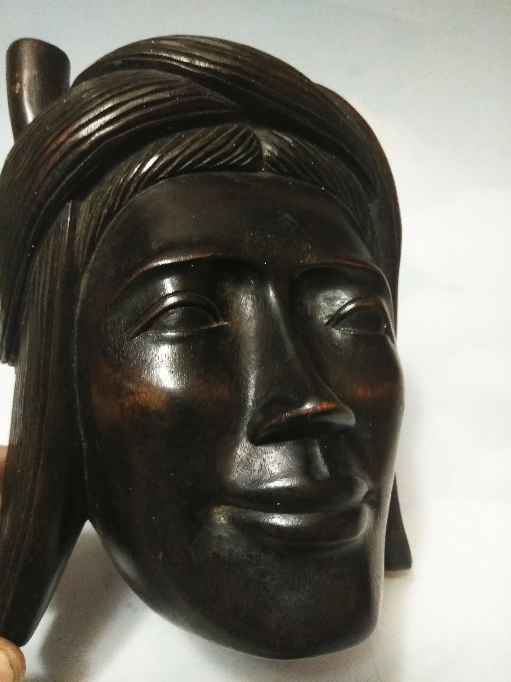 Hand Carved Hard Wood Head bust