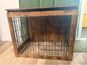 Free dog crate entrance on side sides, and table style