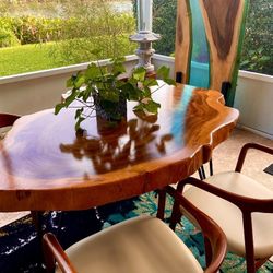 Real Redwood Table With 4 Real Bamboo Chairs