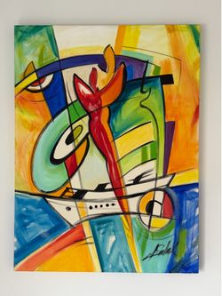 Original acrylic by renown German artist Alfred Gockel