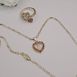 Virgin Mary Beautiful Set Chain With Adjustable Ring Gold-plated 