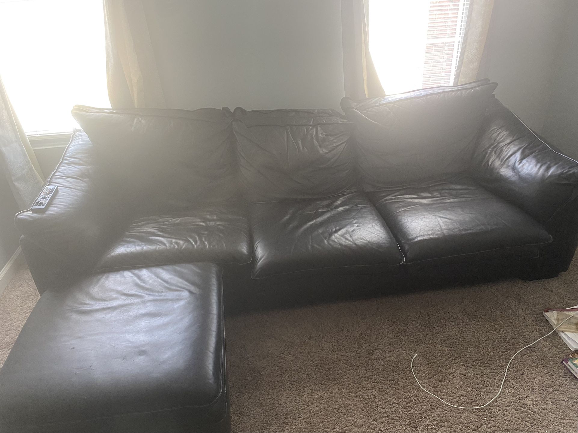 Black Leather Sofa 